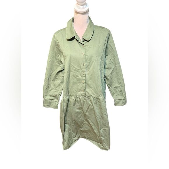 NWOT Tuckernuck Jade GreenTwill Hayes Mini Shirt Dress SZ XXL - Picture 2 of 6